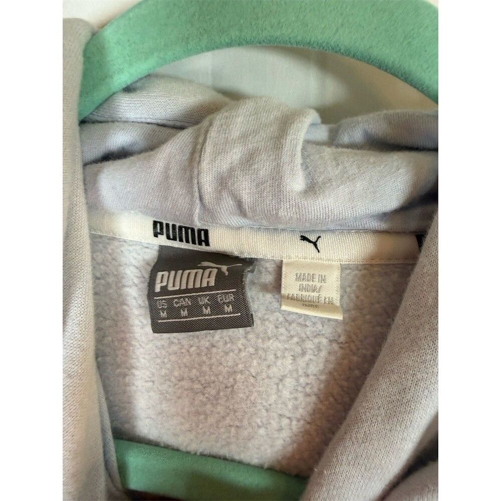 PUMA Essentials Logo Pullover Hoodie Women’s M Light Blue Fleece Lined - Picture 6 of 14